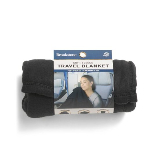 BROOKSTONE Black Blanket With Foot Pocket - Picture 1 of 1